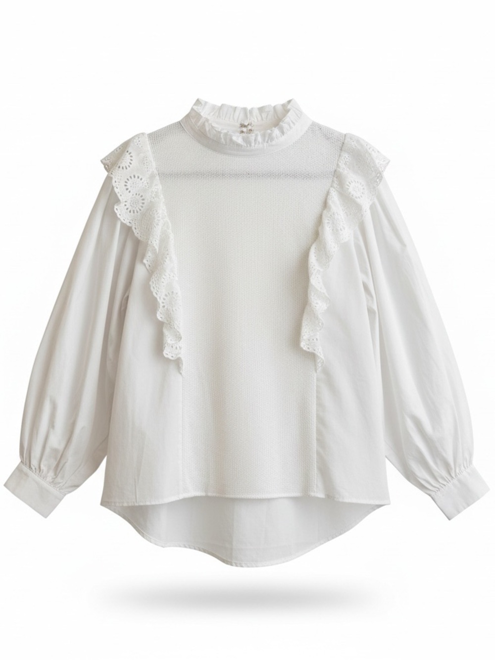 Endless Rose White Eyelet Ruffle Mixed Media Blouse Size M NWT Romantic